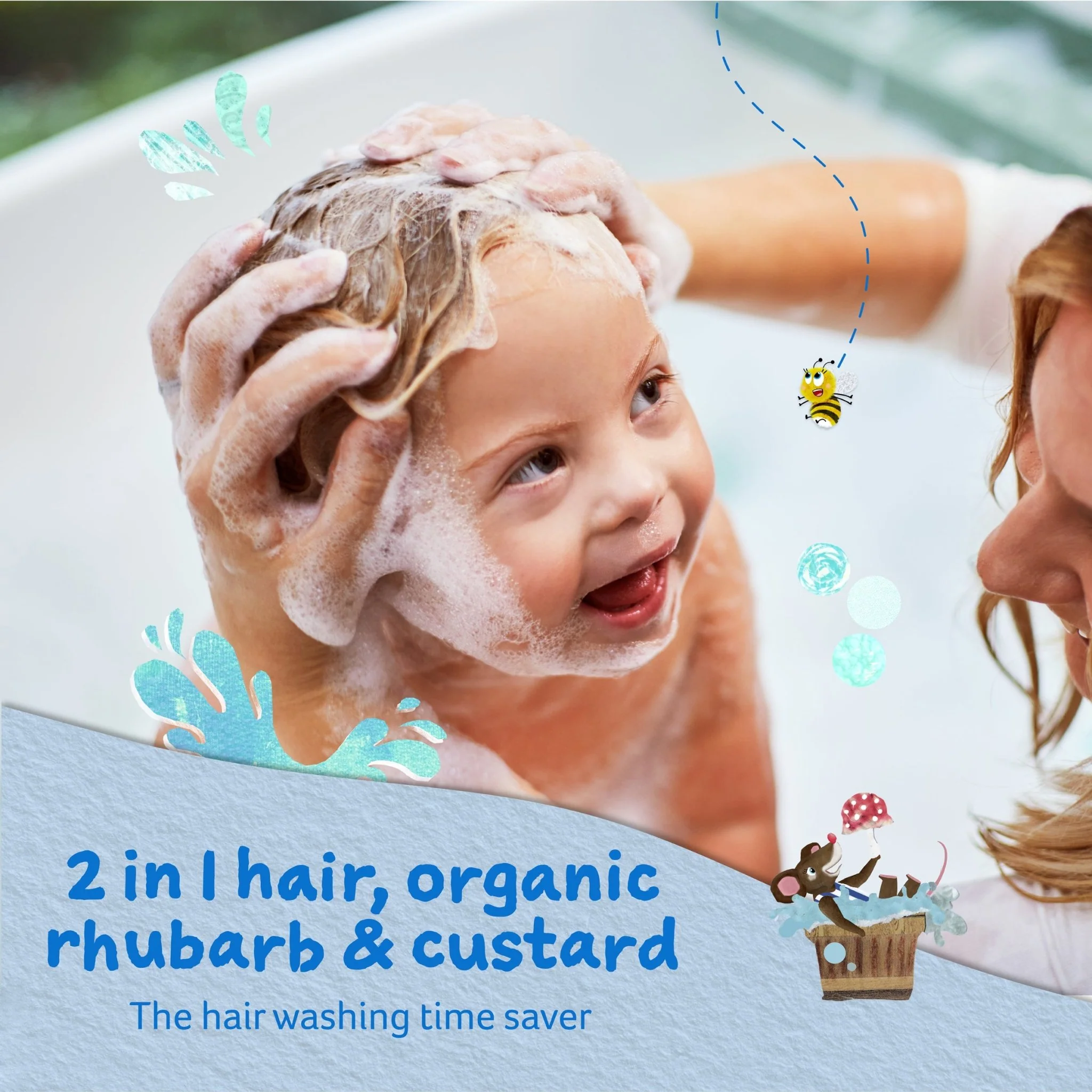 Childs Farm 2 in 1 shampoo & conditioner organic rhubarb & custard - Image 2