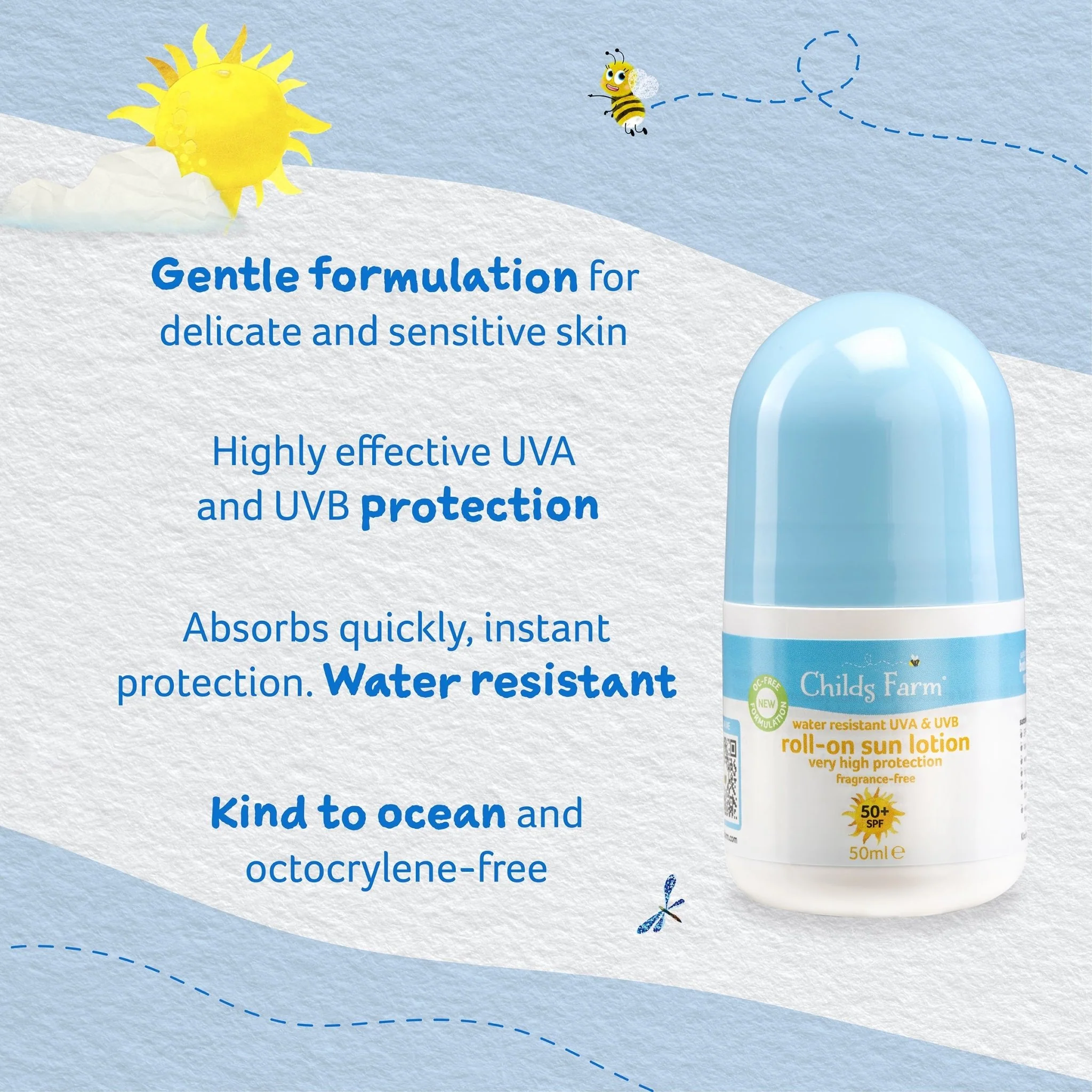 Childs Farm 50+ SPF roll-on sun lotion fragrance-free (DACH) - Image 4